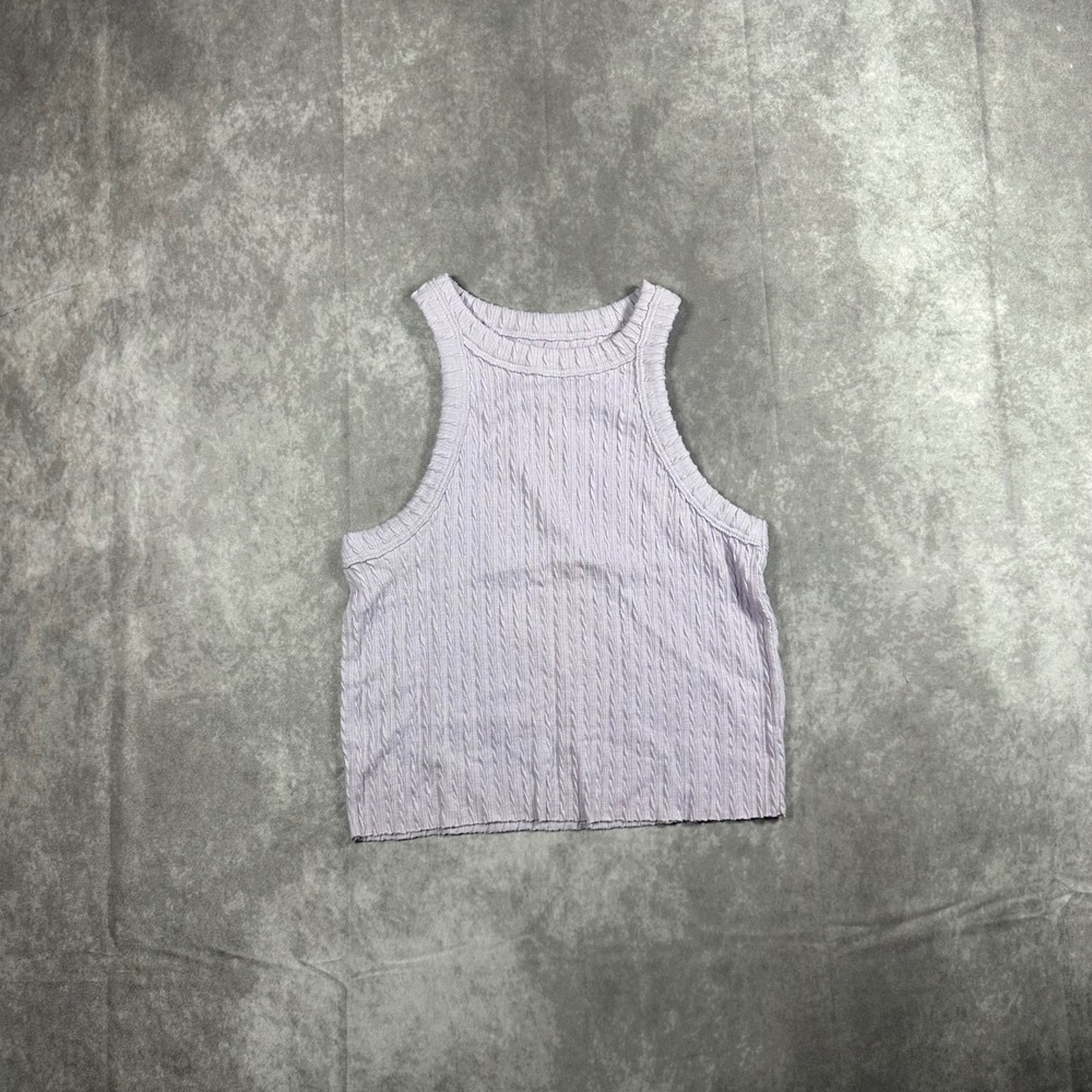 Arizona Jean Co Lavender Cable Knit High Neck Racerback Tank Top Medium Y2K